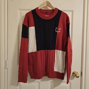 Red and Black Patchwork Sweater